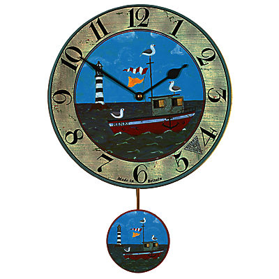 Lascelles Boat Pendulum Wall Clock, Blue, Dia.28.5cm